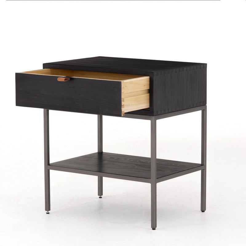 Trey Nightstand, Black Wash Poplar