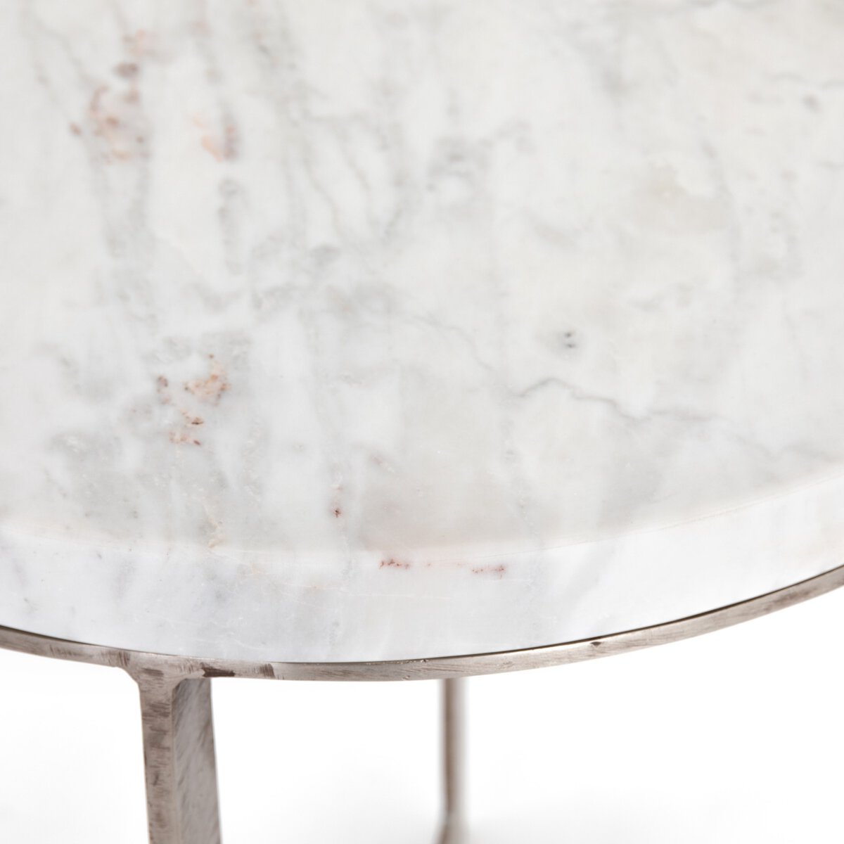 Lennie Round Nightstand | Polished White Marble 24.25" W x 24.25" D x 27.50" H