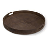 Derby Round Brown Leather Tray