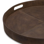 Derby Round Brown Leather Tray