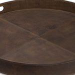 Derby Round Brown Leather Tray