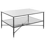 henzler coffee table iron base blackened steel finish clear tempered glass top