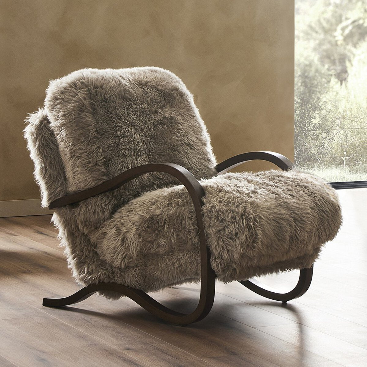 Tobin Chair | Taupe Mongolian Fur 

26" W x 41" D x 38" H