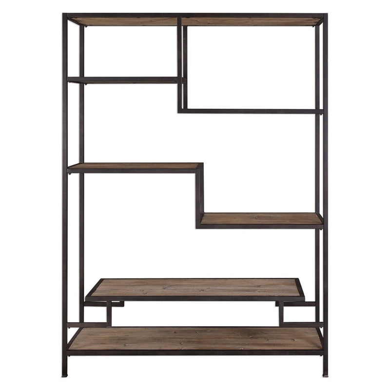 sherwin etagere six shelf display reclaimed pine and iron