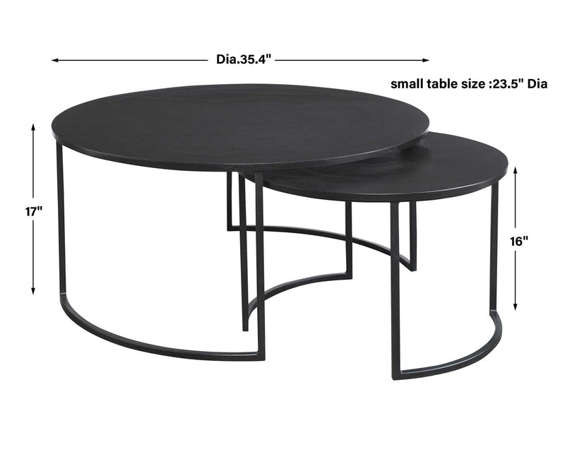 dimension detail barnette nesting coffee tables minimalist iron