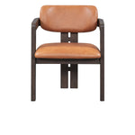 Martina Distressed Leather/Wood Dining Arm Chair, Autumn Brown