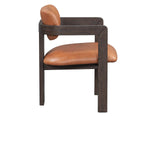 Martina Distressed Leather/Wood Dining Arm Chair, Autumn Brown