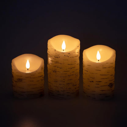 Small, Birch Bark Flamesless Candles