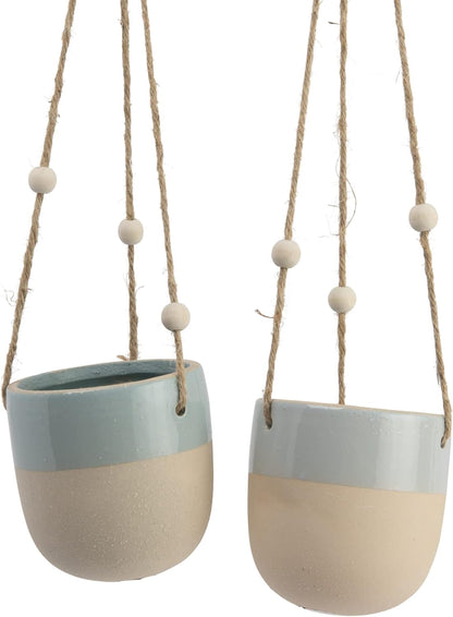 Stoneware Glazed Matte Hanging Planter Firs 4" Pot