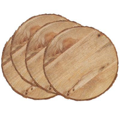 Bark Edge Wood Charger, Set of Four