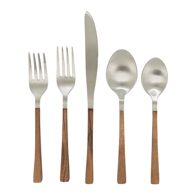 Acacia Accent Stainless Steel Flatware Set of Five