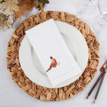 Embroidered Pheasant Hemstitch Napkin, Set of Six