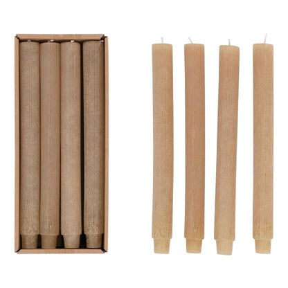 8" Unscented Pleated Taper Candles In BoxSet of 12