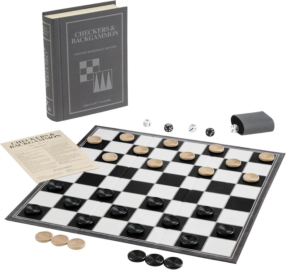 Checkers & Backgammon, Vintage Bookshelf Edition