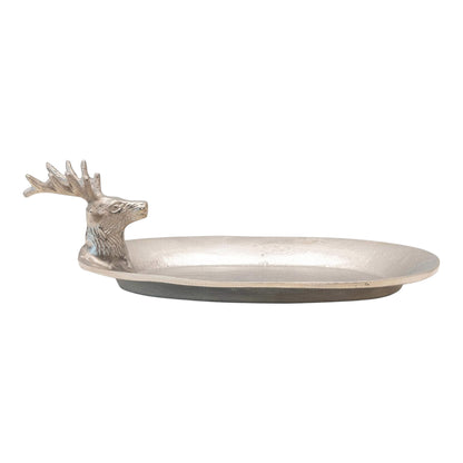 Decorative Metal Tray w/ Deer Head