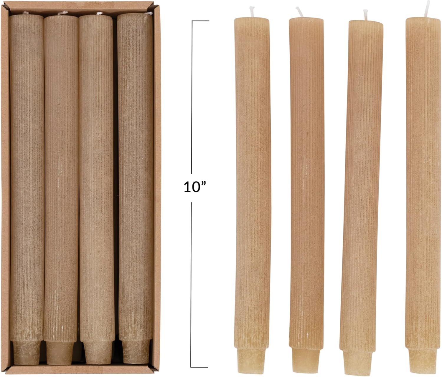 8" Unscented Pleated Taper Candles In BoxSet of 12