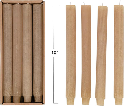 8" Unscented Pleated Taper Candles In BoxSet of 12