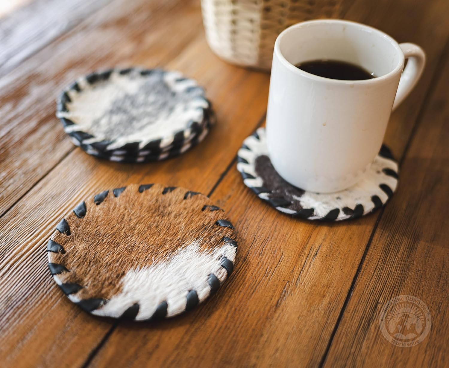 Cowhide Coasters- Assorted Surge Edge