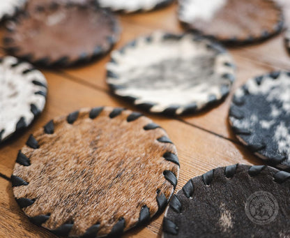 Cowhide Coasters- Assorted Surge Edge