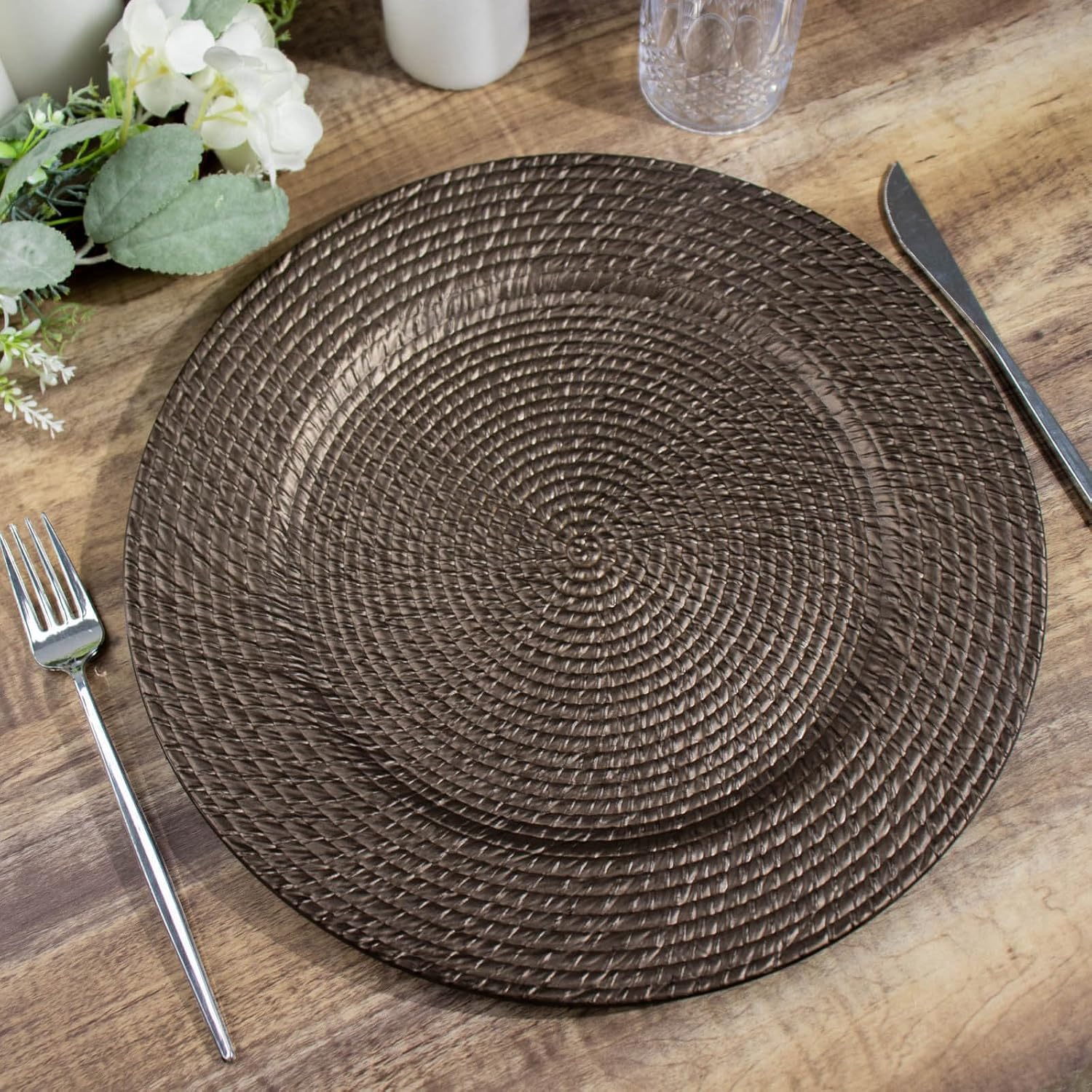 Natural, Brown and Rust Hand Woven Charger
~ 13" diameter