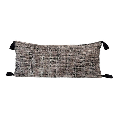 Woven Boucle Lumbar Pillow with Tassels 36" x 16"