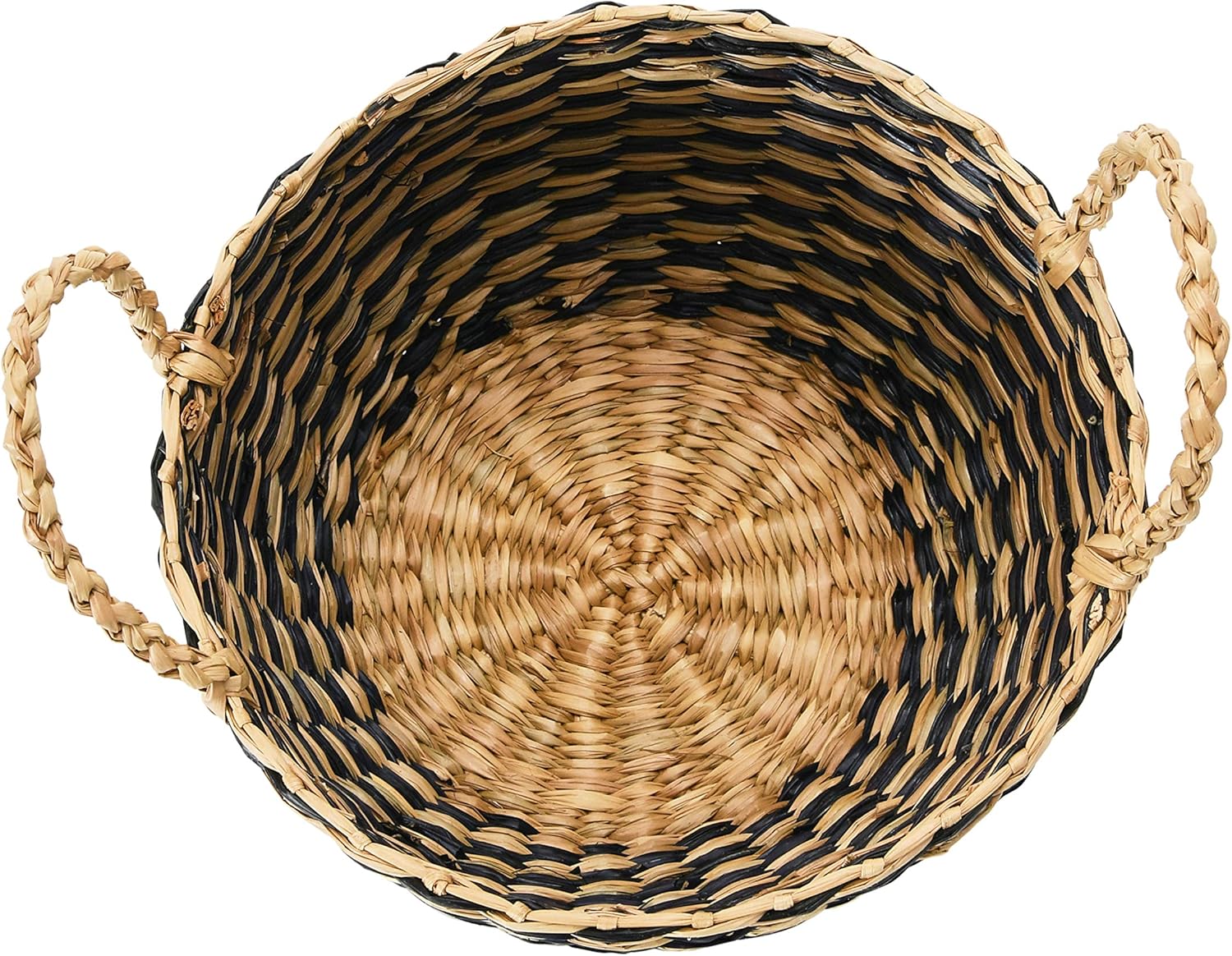 Hand-Woven Seagrass Basket, Large Black and Natural