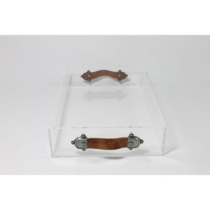 Acrylic Tray w/ Leather Handles- Small