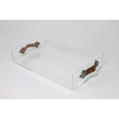 Acrylic Tray w/ Leather Handles- Small