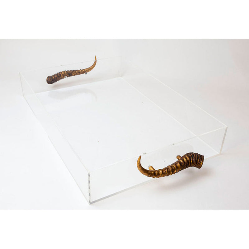 Acrylic Tray with Horn Handle, 4 Color Options