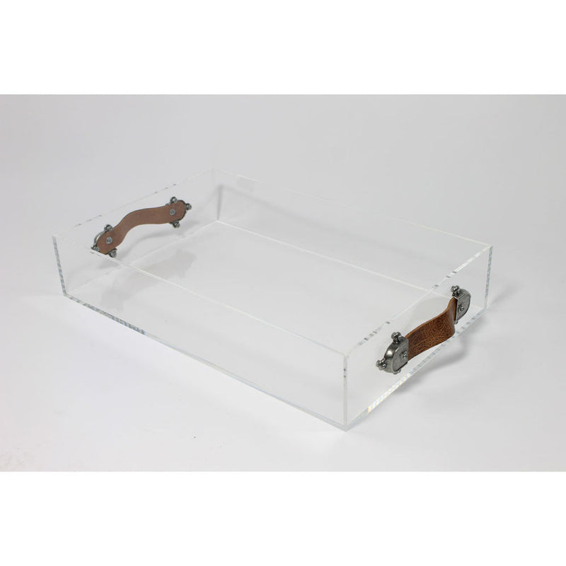 Acrylic Tray with Leather Handles, 2 Size Options