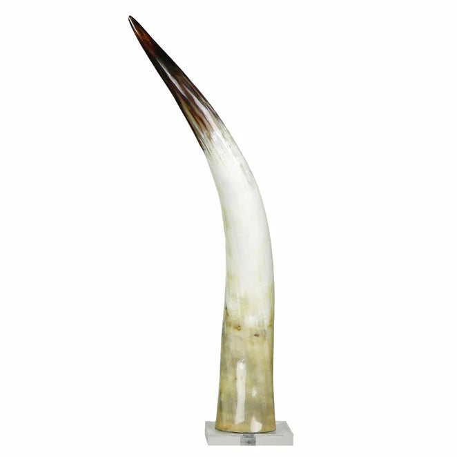 Black and White Cow Horn on Base Medium