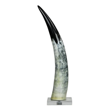 Black and White Cow Horn on Base Small