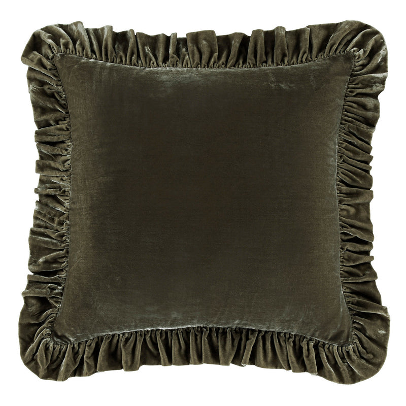 Stella Faux Silk Velvet Ruffled Euro Sham, 8 Color Options