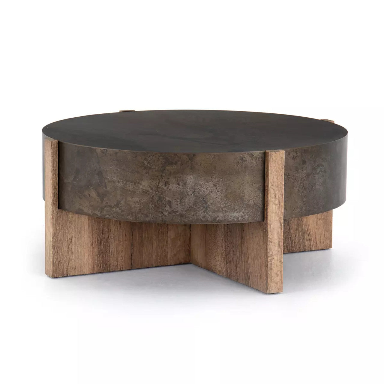 Bingham Coffee Table | Rustic Oak Veneer 41.5" W x 41.5" D x 17.75" H