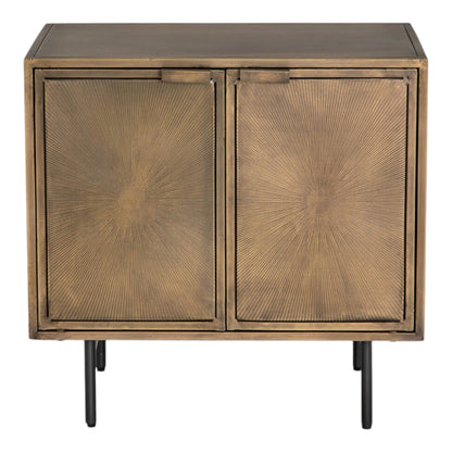 Sunburst Cabinet Nightstand-Aged Brass 25"w x 17"d x 24"h