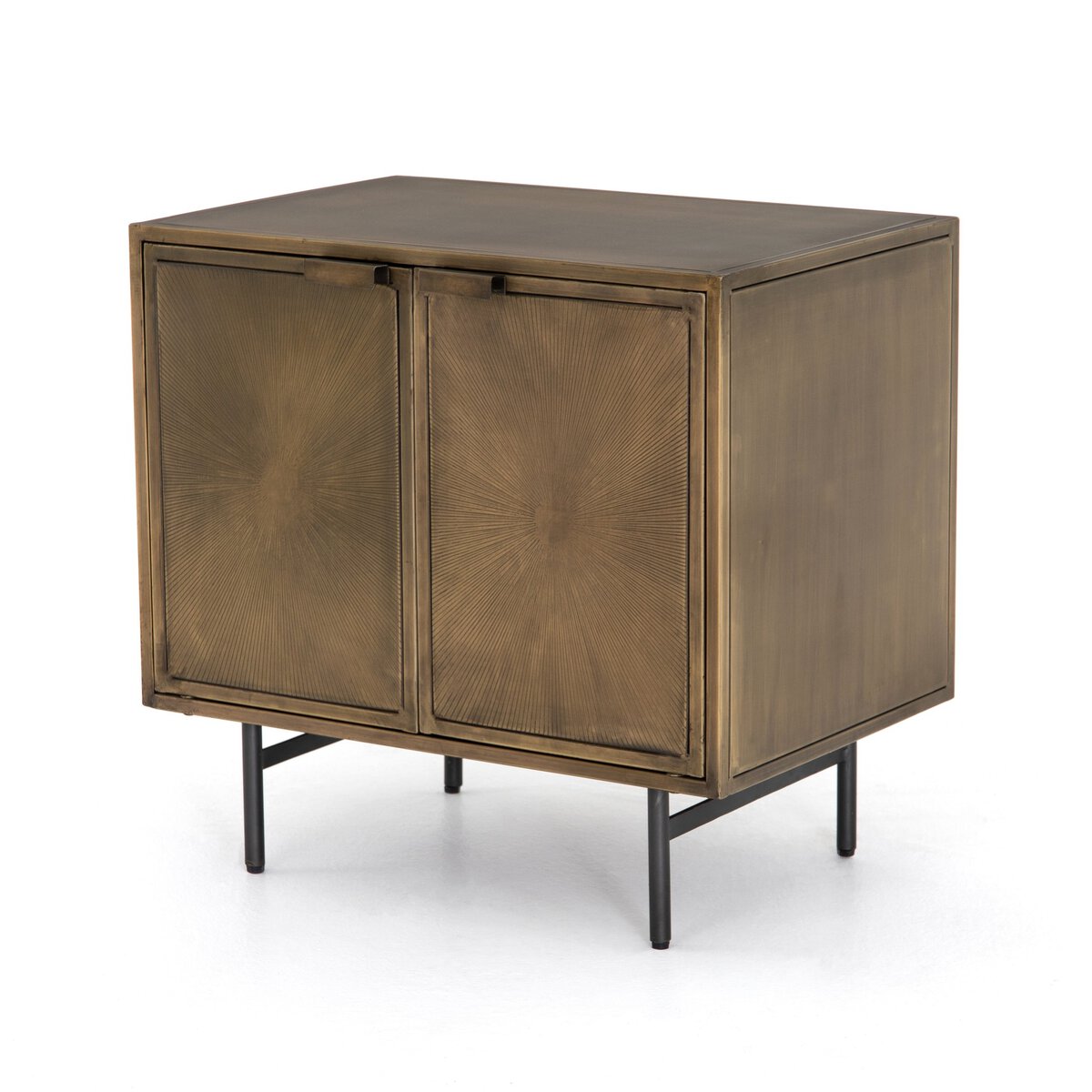 Sunburst Cabinet Nightstand-Aged Brass 25"w x 17"d x 24"h