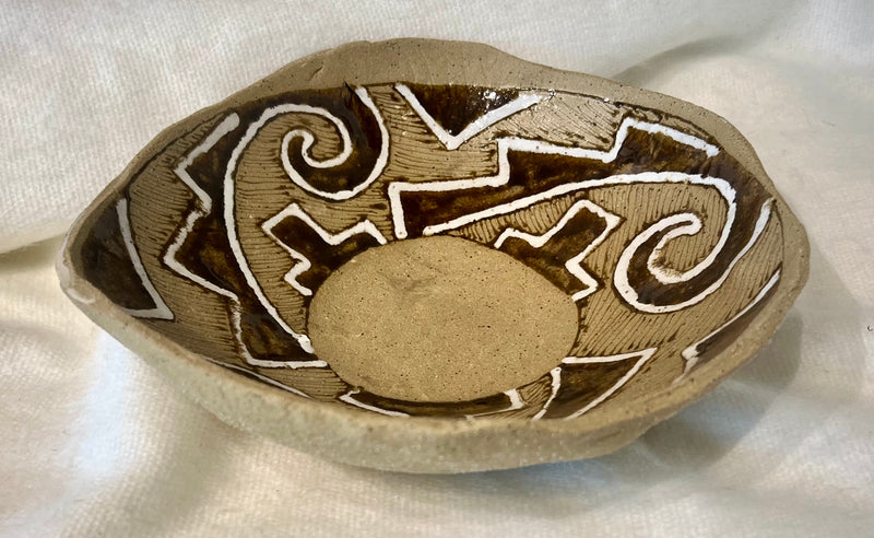 Acoma Inspired Spiral Glazed Ceramic Bowl