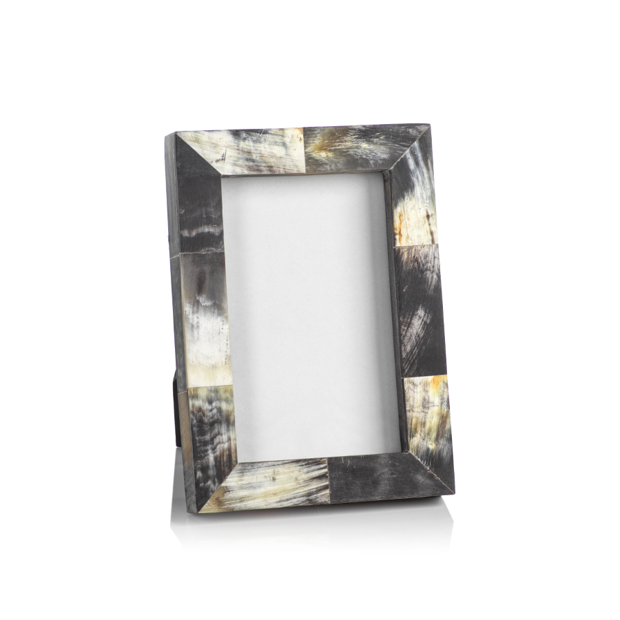 African Black Horn Inlaid Photo Frame - 4x6in