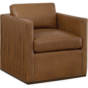 Leather Fringe Swivel Chair, 4 Leather Options