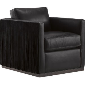 Leather Fringe Swivel Chair, 4 Leather Options