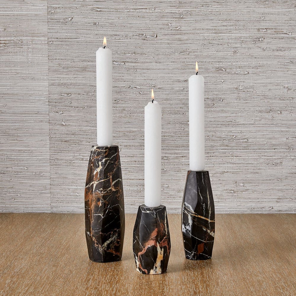 Multifaceted Marble Taper Candleholders