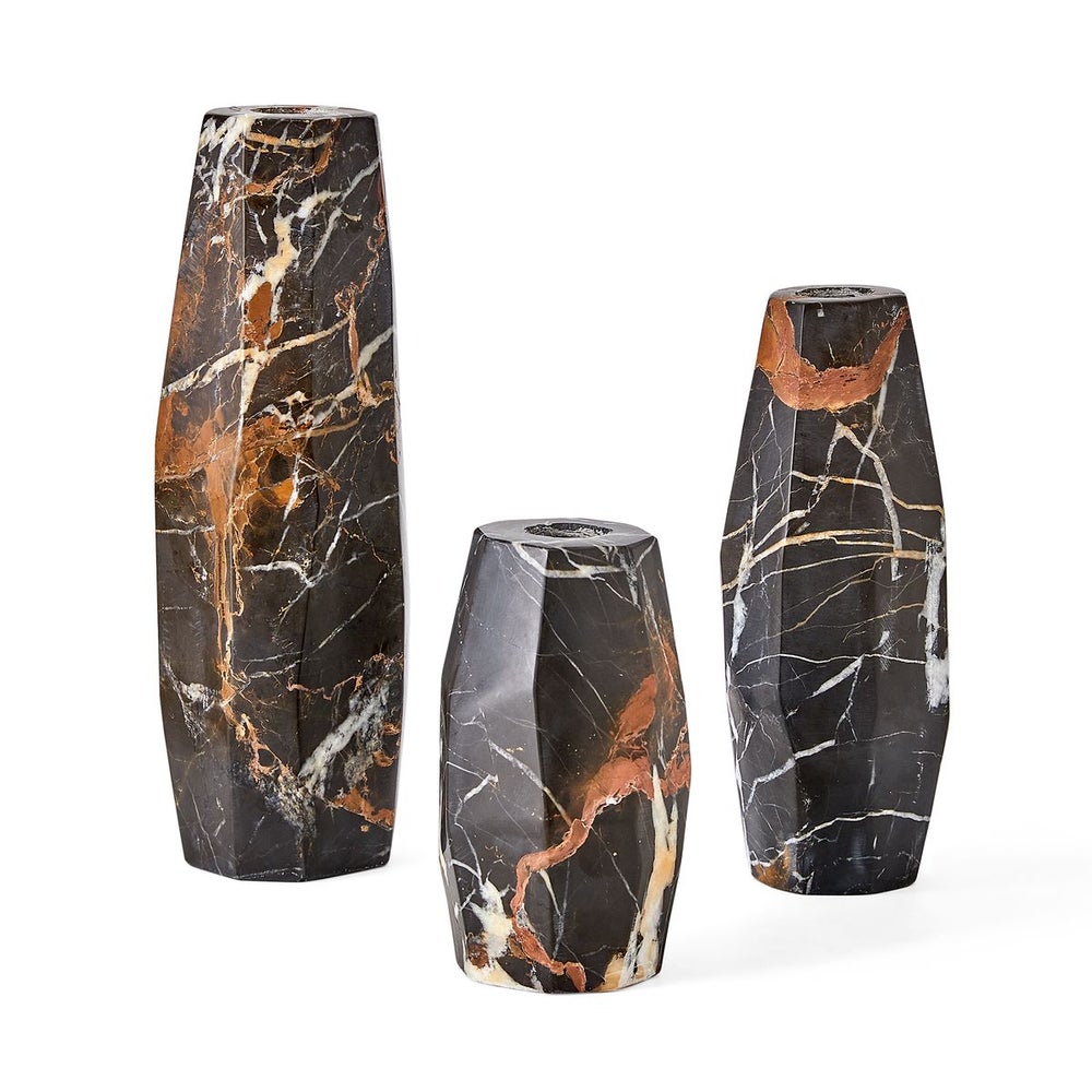 Multifaceted Marble Taper Candleholders