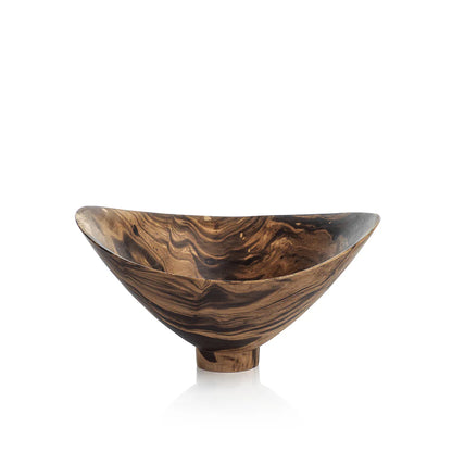 Footed Butterfly Mango Wood Marbleized Bowl