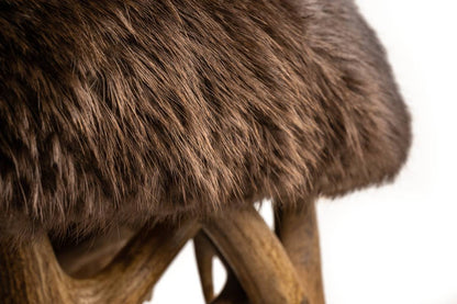 Elk Antler Stool with Beaver Fur