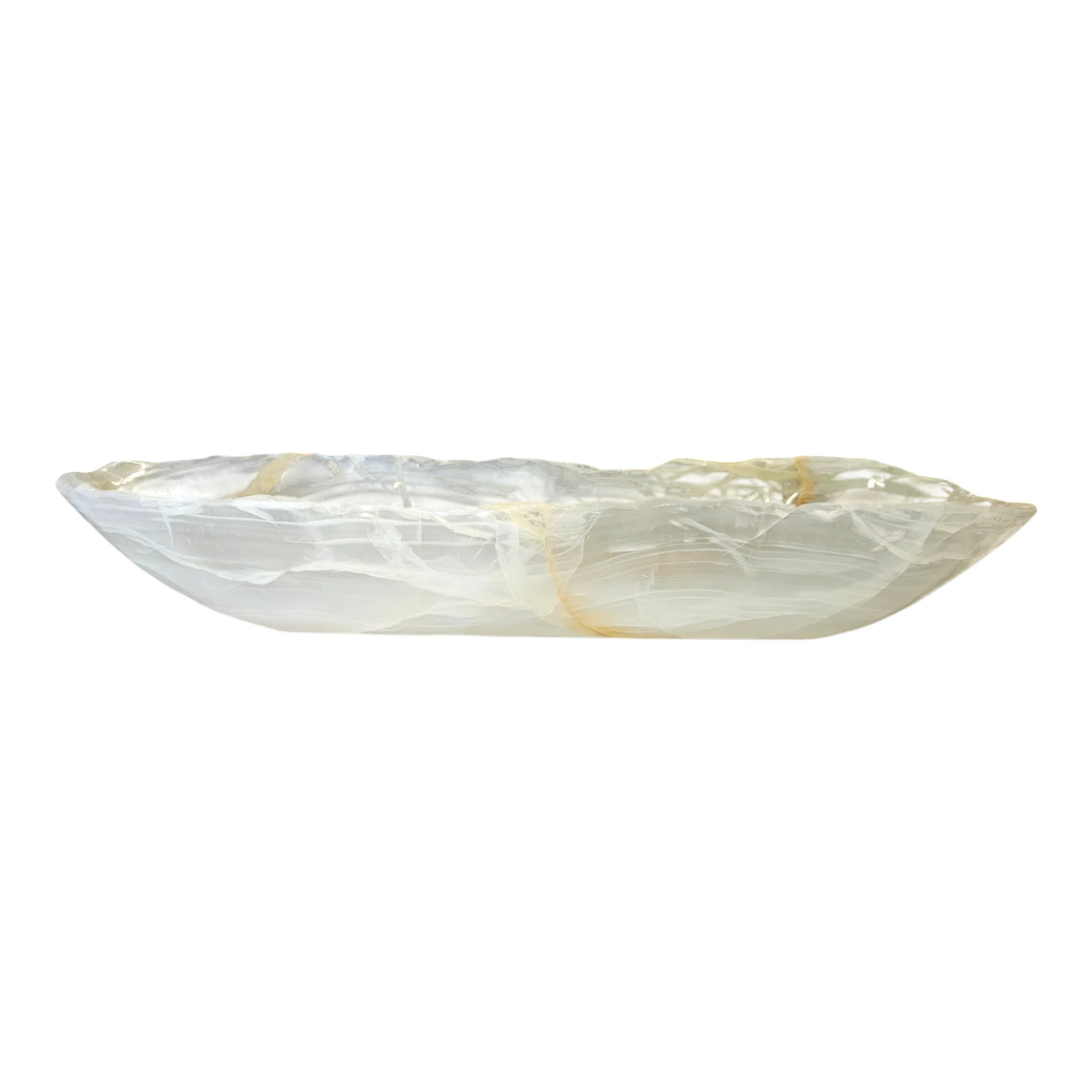 Onyx Canoe, White Ice Smooth Edges Approx. 31" x 8" x 4"