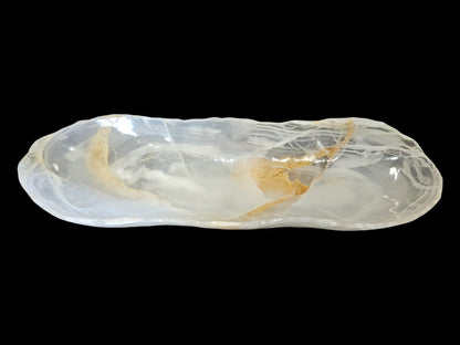 Onyx Canoe, White Ice Smooth Edges Approx. 31" x 8" x 4"