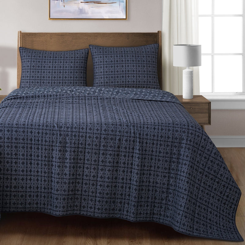 Indigo Reversible Quilt Set, 3 Size Options