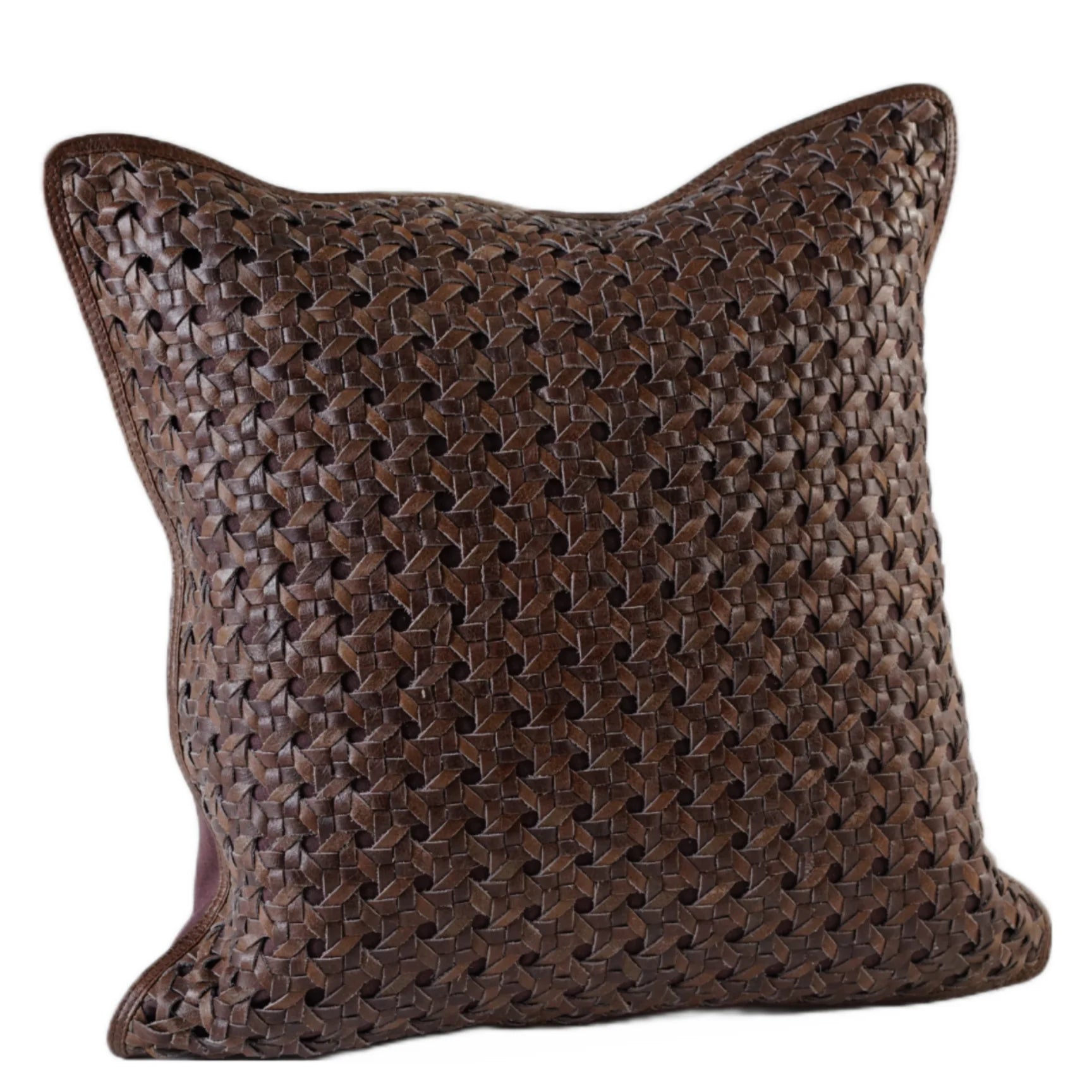 Handmade Suede Leather Pillow in Vintage Brown 20 x 20