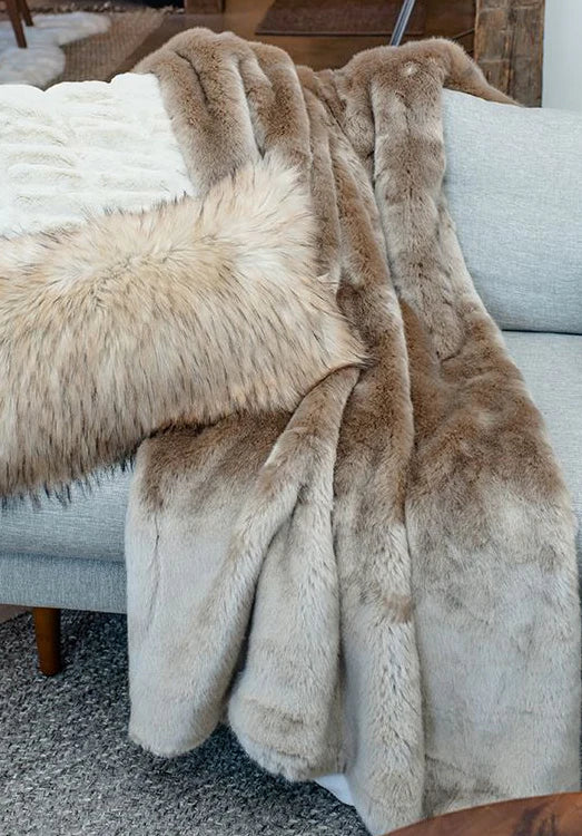 Couture Collection Champagne Mink Faux Fur Throw 60" x 72"