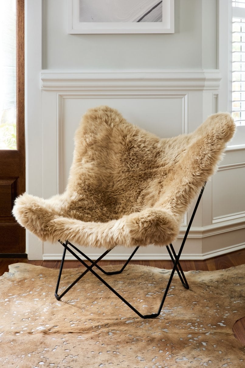 Long Hair Natural Sheepskin Butterfly Chair